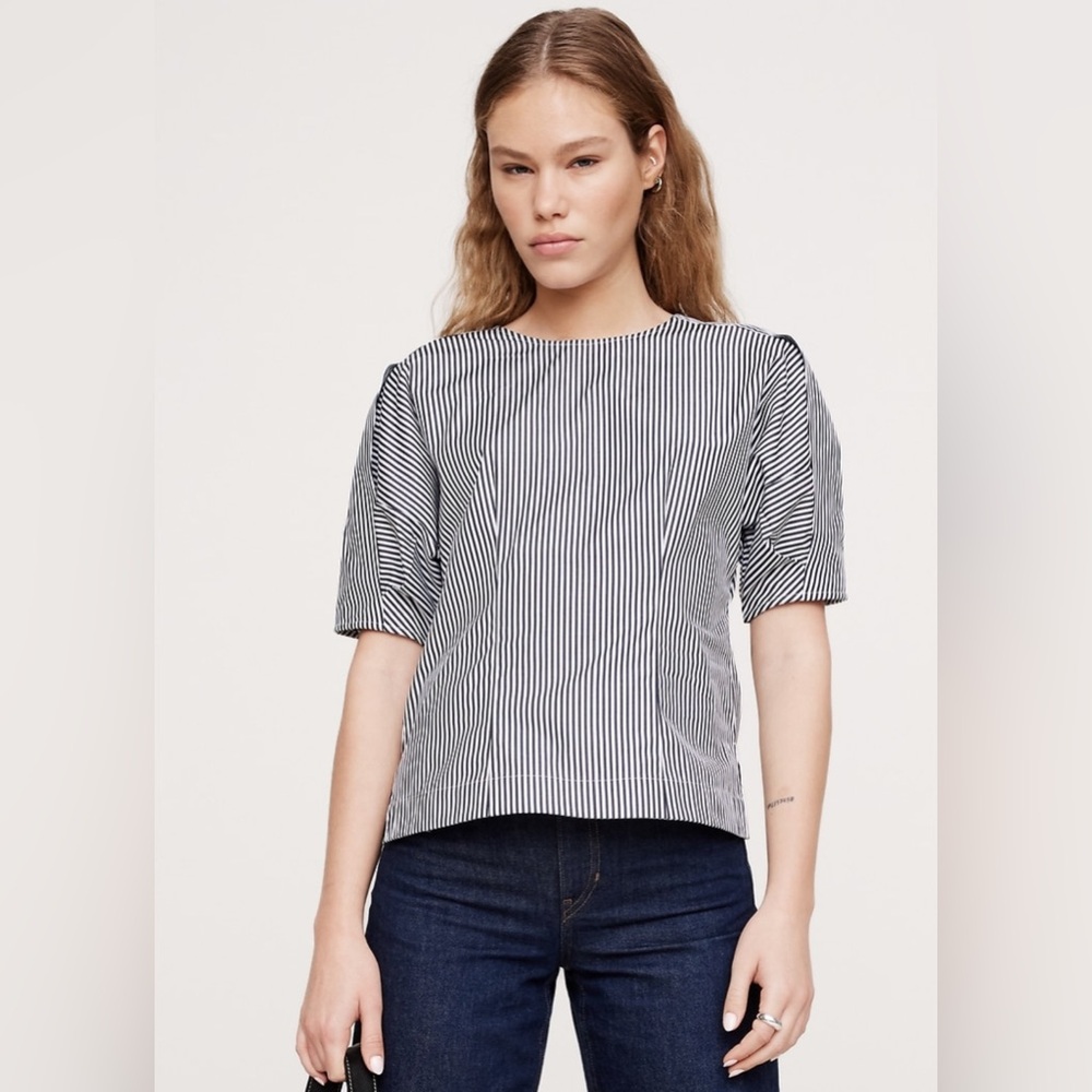 NWT banana republic size 12 puff-sleeve poplin top new